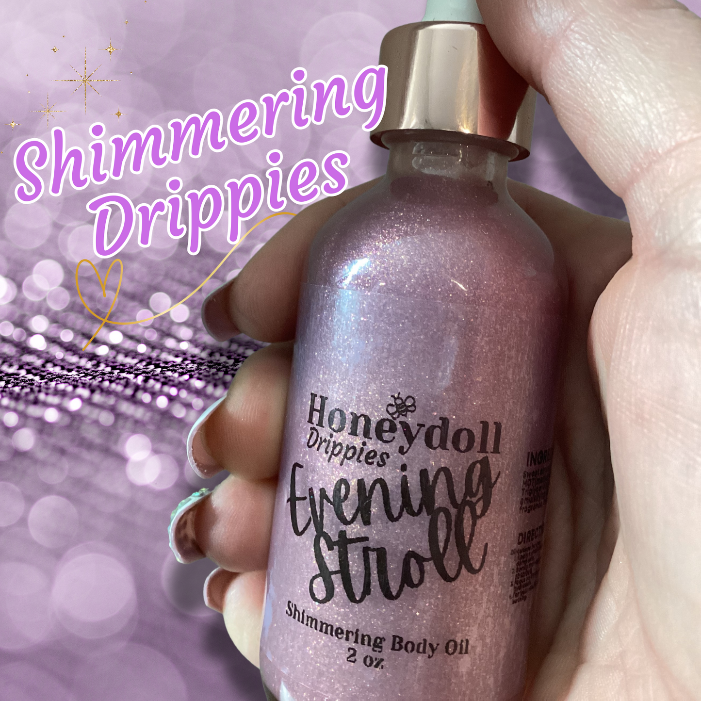 Honeydoll’s Drippies Body Oil Shimmering Luxurious Body Oil 2 oz Body Oil Choice your scent